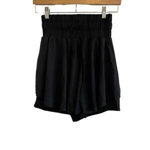BMJL Women Black High Waisted Smocked Running Shorts Athletic Flowy Size Small‎